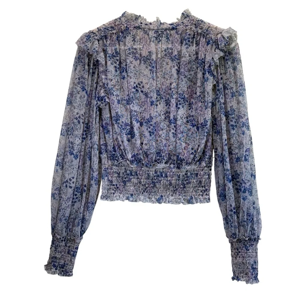 Free People Lavender Floral Ruffle Blouse. Size S/P